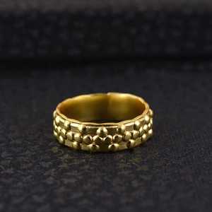Latest Design Boho Dotted Band <b>Ring</b> Tribal <b>Brass</b> <b>Rings</b> Women 18k Gold Plated Textured Beaded Jewelry Wholesale/OEM/ODM - Product Image 3