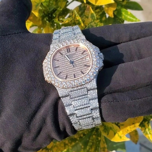 Montre mécanique octogonale de luxe en acier inoxydable or rose haute qualité Moissanite diamant résistant à l'eau analogique limitée - Product Image 1