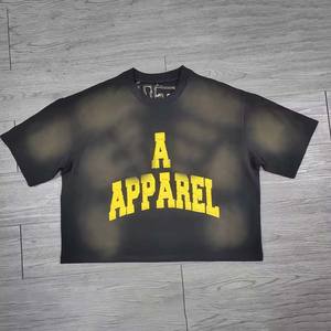 เสื้อยืดโอเวอร์ไซส์ผ้าฝ้ายแท้ 100% สไตล์วินเทจแนวสตรีทแวร์สำหรับผู้ชาย ซักย้อมแบบแอซิดวอช - Product Image 1