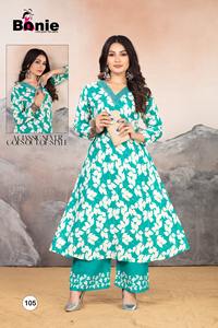 Presentamos el nuevo catálogo de rayón Liva impreso y bordado Work Top Daman Set para festivales Ropa India informal - Product Image 2