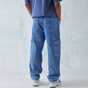 Fast Shipping <b>Black</b> Wide Leg Denim Jeans Men Denim <b>Cargo</b> <b>Pants</b> Ivory White Jeans Men <b>Baggy</b> Loose Jeans for Men Cheap Price - Product Image 3
