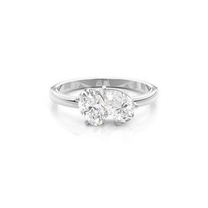 Vente en gros personnalisé 14k solide or blanc femmes bagues de fiançailles ovale et poire taille laboratoire diamant cultivé luxe mariage bague fine - Product Image 1