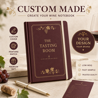 Diario de Vino Personalizado LABON A5 para Sala de Degustación, Tapa Dura Borgoña, Notas de Degustación con Lámina Dorada, Aroma, Calificación de Añada, Cinta Decorativa
