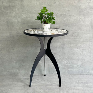 Modern 60cm Round <b>Coffee</b> <b>Table</b> with Durable Metal Iron <b>Legs</b> and Artistic Ceramic Tiles Living Room Furniture-CFD68191 - Product Image 1