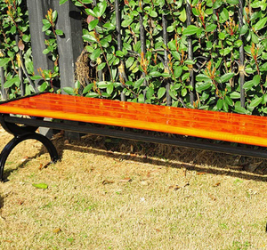 مقعد حديقة من الحديد المطاوع من الخشب المصمت مع مسند ظهر كرسي ترفيهي خارجي مربع ساحة الحديقة - Product Image 4