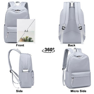 Mochila pequeña de etiqueta privada de tela de nailon para el día a día, mochila escolar ligera, mochilas escolares sólidas y suaves - Product Image 3