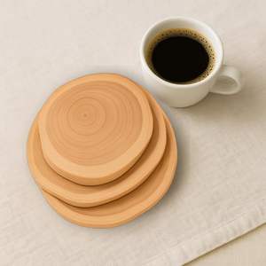 Polished Thick Wood Log <b>Coaster</b> | Tea <b>Coasters</b> Set of 6 Manufacturer | Natural Wood <b>Drink</b> <b>Coaster</b> Wholesale Factory Supply - Product Image 2