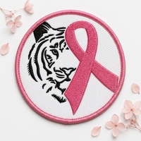 Ruban rose tigre de sensibilisation au cancer du sein, patchs brodés thermocollants, livraison rapide, prix de gros