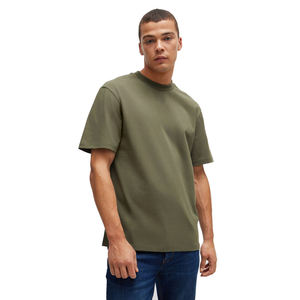mens olive green <b>plain</b> solid blank casual high crewneck short sleeve <b>tshirt</b> relaxed fit everyday tee top - Product Image 5