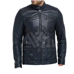 Chaqueta de Cuero para Hombre de Diseño Personalizado con Cuello Alto y Logotipo Frontal, Color Sólido, Ecológica y Transpirable, Ropa Urbana - Product Image 1