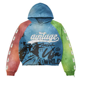 Sweat-shirt à capuche zippé surdimensionné personnalisé pour homme, effet vieilli délavé à l'acide, léger, éco-responsable, style streetwear, survêtement - Product Image 6