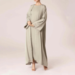 Luxury Islamic Women <b>Abaya</b> Dress Cotton Polyester Floor Length High Neck Four-Way Stretch Modest Wear for Daily and <b>Prayer</b> Use - Product Image 1