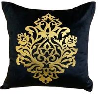 Coussin de couleur vert foncé avec une conception d'impression forte dorée Oreillers de lit de coussin de luxe fantaisie au prix de gros de l'Inde