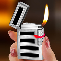 Briquet à gaz à silex coulissant latéral en métal rechargeable JH Loud Voice, briquet de luxe Langsheng pour cigares, pipes et cigarettes