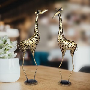 Grand or girafe Figurine décorative Animal pièce maîtresse pour la maison bureau affichage cadeau Table Accent moderne Jungle thème - Product Image 4