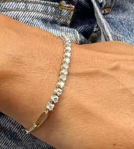 สร้อยข้อมือเทนนิสทอง14K คลาสสิกเครื่องประดับงานแต่งงานเพชรเพชรและเพชรที่สมบูรณ์แบบของขวัญสำหรับงานเลี้ยง - Product Image 2