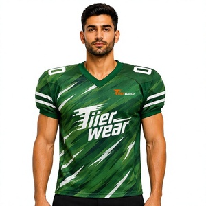 เสื้อฟุตบอลอเมริกันแบบยูนิเซ็กซ์ สไตล์ทีมวิทยาลัย ผ้าคุณภาพพรีเมียมสำหรับนักกีฬา แขนสั้น คอวี ระบายอากาศได้ดี - Product Image 1