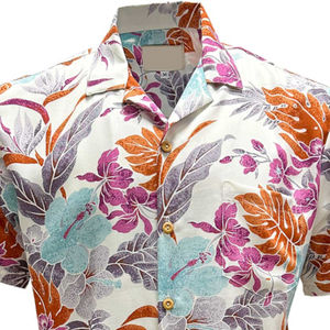 เสื้อเชิ้ตฮาวายสีทองและสีขาวลำลองสำหรับผู้ชายผ้า100% ผ้าฝ้ายผ้าพอปลินไม่หดปรับแต่งได้ฤดูร้อน - Product Image 5