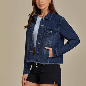 Chaqueta vaquera de manga larga para mujer, chaqueta vaquera de Color sólido para adultos, ropa informal para mujer, chaqueta vaquera de estilo moderno para mujer - Product Image 3