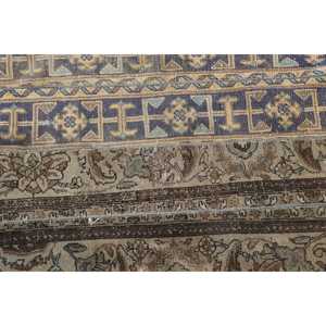 Vintage Turkish Small Rug 2.6x3.7 ft, <b>Brown</b> Blue Check <b>Wool</b> Rug - Product Image 5