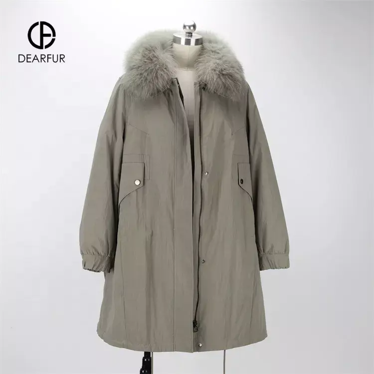 Women's parka fur hood coat 2022 warm, 50 pieces