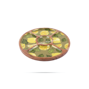 Plateau de service en bois artisanal, plateau rond en bois naturel, fêtes, repas, élégant plateau en bois pour la décoration de la maison, cadeaux en gros - Product Image 1