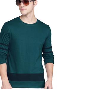 T-shirt d'été en coton à manches longues, col rond, coupe ajustée, tissu tricoté, style décontracté, respirant, séchage rapide, nouvelle collection pour hommes - Product Image 1