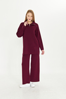 Conjunto de punto liso con cremallera, ropa deportiva de gran tamaño de dos piezas, conjunto de chándal de manga larga para uso diario, conjunto de punto doble elegante