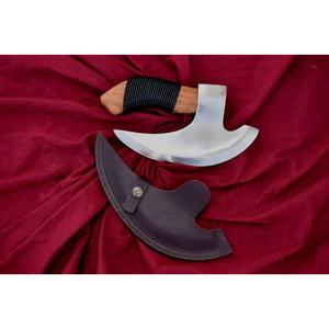 Cortador de Pizza vikingo personalizado de alta calidad, hacha de acero de alto carbono, mango de madera de Fresno, corte de cabeza de Damasco Industrial - Product Image 5