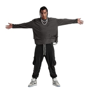 Sudaderas de gran tamaño pesadas desgastadas de alta calidad al por mayor sudaderas con capucha de lavado ácido sudaderas con hombros caídos al por mayor - Product Image 5