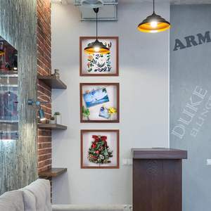 Shadow Box Cadre photo en lin Fond en verre véritable pour souvenirs, scrapbooking, souvenir, 12x12 pouces, paquet de 4, marron - Product Image 4