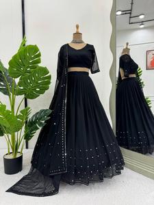 Ensemble Lehenga Choli de qualité supérieure en faux georgette, vêtements de créateur, travail lourd de broderie de sequins, Lehenga Choli avec ensemble Dupatta - Product Image 4