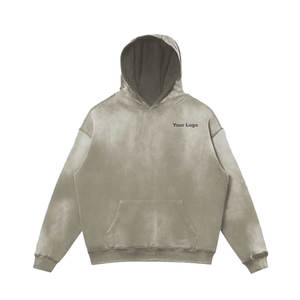 Sudaderas con capucha de gran tamaño de Color Beige Sun Faded para hombre, sudaderas con capucha de Sun Faded personalizadas, etiqueta de logotipo bordado, embalaje de marca personalizada - Product Image 1