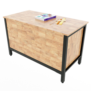 Meubles d'école modernes, bureau d'enseignant avec 2 compartiments, bois de caoutchouc et pieds en fer BGV001 - Product Image 5