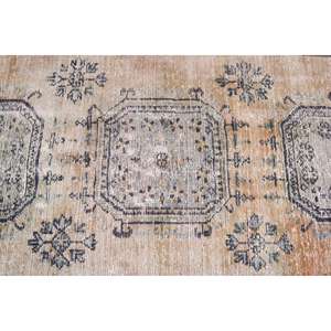 Alfombra Turca Vintage, Alfombra de Lana Azul con Diseño Floral de 2.7x11.1 pies - Product Image 5