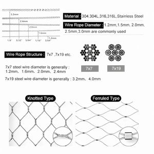 Maille de corde en acier inoxydable haute résistance - Clôture d'enclos pour animaux de zoo, barrière de sécurité à vue dégagée résistante à la corrosion - Product Image 3