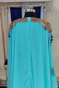 Caftán de diseño islámico Mint firozi y aquablue - Product Image 5