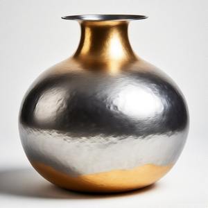 Jarrón de Metal ShineCrown Royal Designer, acabado de bronce alto, exquisito acento hecho a mano, decoración del hogar, tarro de aluminio opulento Grace - Product Image 5