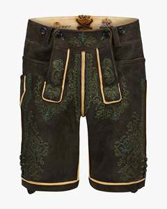Shorts en cuir véritable pour homme, style Dirndl, Lederhosen bavarois traditionnel, pantalon à bretelles brodé, vêtements Eoin Winston - Product Image 5