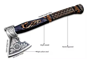 ขวานหัวเดียวเหล็ก D2แฮนด์เมดมีด้ามจับไม้ชิงชันเครื่องมือปลอมแปลงสำหรับล่าสัตว์และตั้งแคมป์เกรดอุตสาหกรรม - Product Image 4