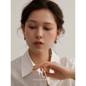 Orecchini Pendenti a Cerchio in Avventurina Verde Placcati Oro, Non si Ossida, con Pietre Turchesi Delicate - Product Image 3