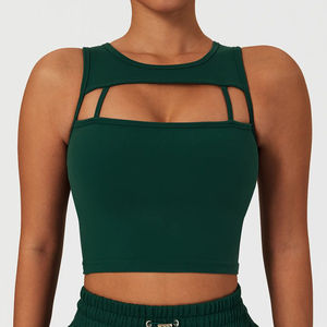 Soutien-gorge de sport réglable à col halter, maintien élevé, séchage rapide, décolleté en U, avec décoration en cristal pour femme - Product Image 2