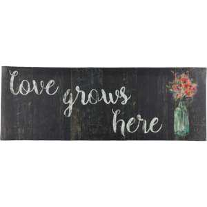 Tappetino da Cucina in PVC Extra Large 20x55, Antifatica Imbottito con Design 'Love Grows Here' per Uso Domestico - Product Image 1