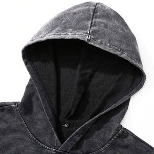 Nouvelle Mode Streetwear Vintage Hoodie Coton Sun Faded Acid Wash Hoodie French Terry Blank Cropped Zip up Boxy Hoodie pour Hommes - Product Image 6