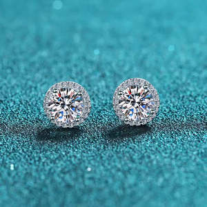 Boucles d'oreilles clous solitaires en zircon taille poire halo 4 carats en argent sterling et or rose - Product Image 2