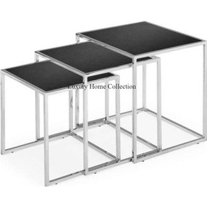 Table marocaine table gigogne ensemble de 2 Design minimaliste élégant fait à la main salon table à boire couleur noire cadre enduit - Product Image 2