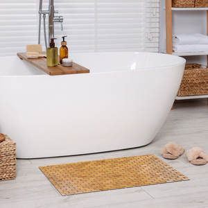 Tapis de bain DreamCraft en rayonne de bambou moderne, design uni et rayé pour le sol de la salle de bain, utilisation intérieure au Vietnam - Product Image 2