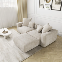 Sofá seccional modular minimalista moderno, conjunto de sofá cama, tela de pana, detalle de plumas, sala de estar, hoteles, villas, Apartamentos