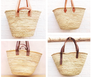 Bolsa de cesta francesa tejida a mano, cesta marroquí de hojas de palma - Product Image 1