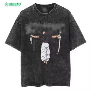 T-shirt décontracté pour homme en coton 100% - Coupe régulière - Col rond - Style streetwear vintage - Lavage délavé - Écologique - Respirant - Séchage rapide - Anti-plis - Product Image 4
